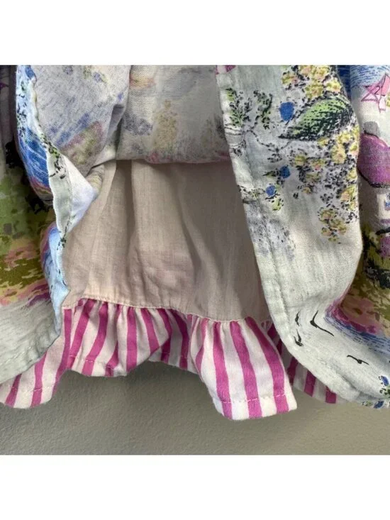 MONSOON Watercolor Beach Scene Dress Girls 5 Sailboats Lake Summer Sundress - Picture 5 of 8